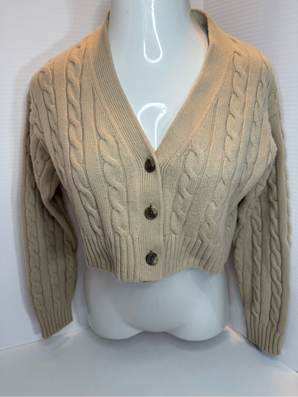 Aritzia’s Sunday Best Cropped Cable-Knit Cardigan - Beige